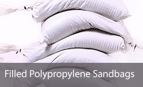 Filled White Polypropylene Sandbags